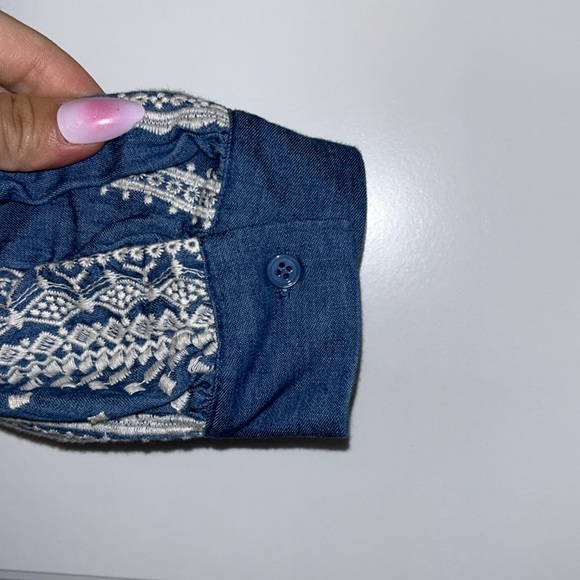 ZARA blue and white embroidered mini dress - Picture 3 of 4